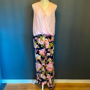 Loft Pink Floral Wide Leg Pant